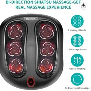 Nekteck | Ergonomic Shiatsu Foot Massager with Built-in Infrared Heat, Toe Touch
